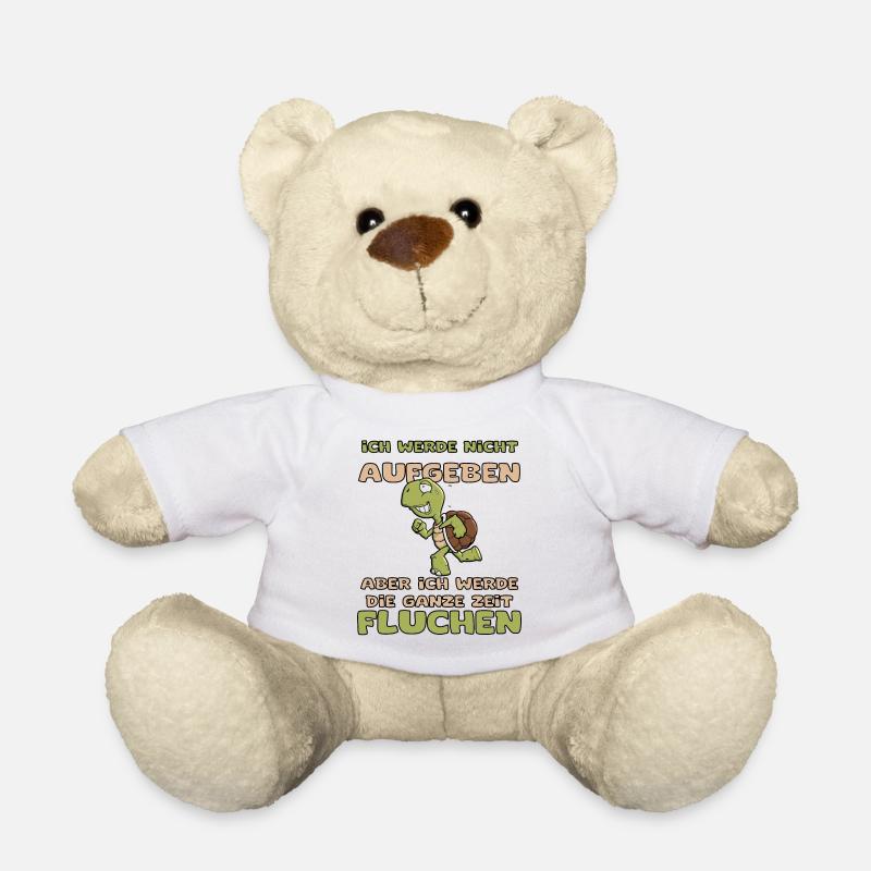 lustiger Spruch Nicht Aufgeben Läufer Schildkröte - Teddy - Weiß