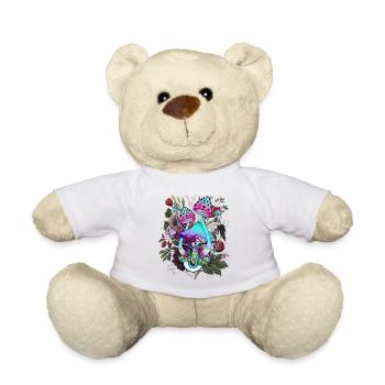 Psychedelischer Pilz mit Auge und Blumen - Teddy - Weiß - Vorne