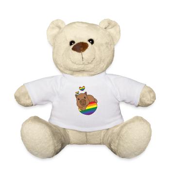 Rainbow Flag Pride LGBTQ Mignon Capybara - Nounours - blanc - Devant