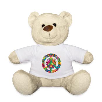 Signe de Paix Monde Amants Fleurs Hippie Art Âme - Nounours - blanc - Devant