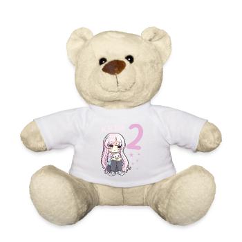 2 Jahre Mädchen Anime Kawaii Katze 2. Geburtstag - Teddy - Weiß - Vorne
