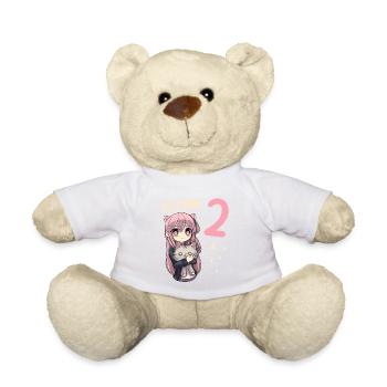 2 Jahre Mädchen Anime Kawaii Katze 2. Geburtstag - Teddy - Weiß - Vorne
