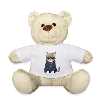 Chat avec lunettes de soleil et sweat à capuche - Nounours - blanc - Devant