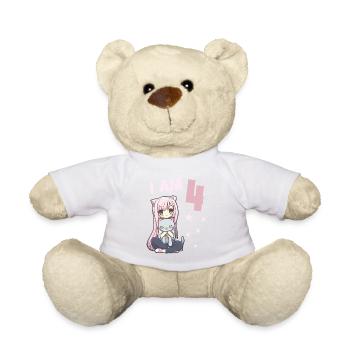 4 ans Fille Anime Kawaii Cat 4ème anniversaire - Nounours - blanc - Devant