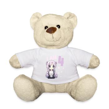 4 ans Fille Anime Kawaii Cat 4ème anniversaire - Nounours - blanc - Devant
