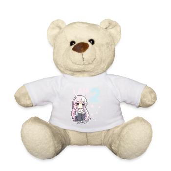 2 Jahre Mädchen Anime Kawaii Katze 2. Geburtstag - Teddy - Weiß - Vorne