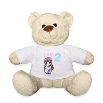 2 Jahre Mädchen Anime Kawaii Katze 2. Geburtstag - Teddy - Weiß - Vorne