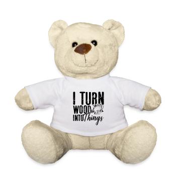 Je transforme le bois en choses Menuisier Tourneur sur bois - Nounours - blanc - Devant