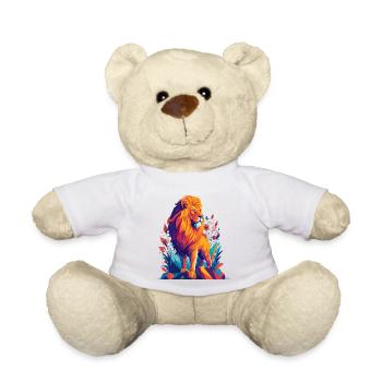 Löwe Polygon - Farbenfrohe Tier Illustration - Teddy - Weiß - Vorne