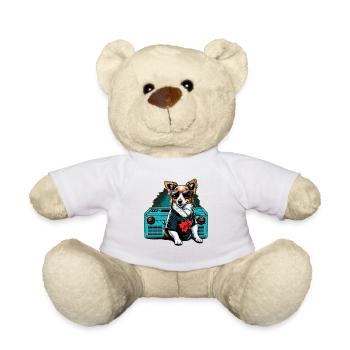 Hund mit grosser Boombox und Sonnenbrille - Teddy - Weiß - Vorne