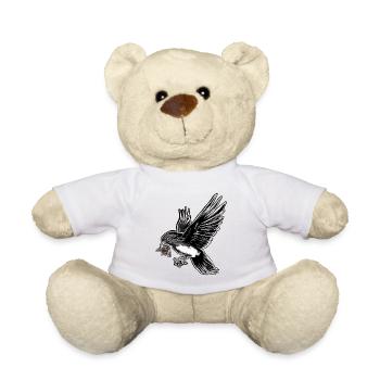 OISEAUX VOLANT PARTOUT PORTANT DES CHOSES DANS LEUR SERREMENT - Nounours - blanc - Devant