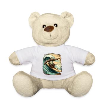 Le surf paresseux s’amuse dans les vagues - Nounours - blanc - Devant