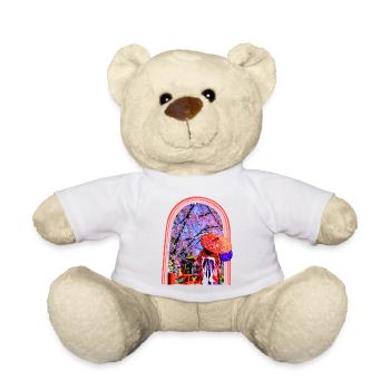 Cherry Blossom Shirt, Japanese Woodblock Art - Teddy Bear - white - Front