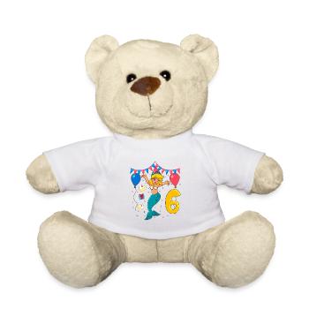 Mit Meerjungfrau - Mädchen Geburtstag 6 Jahre - Teddy - Weiß - Vorne