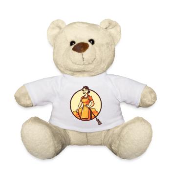 Putzfrau motiv Emblem old School - Teddy - Weiß - Vorne
