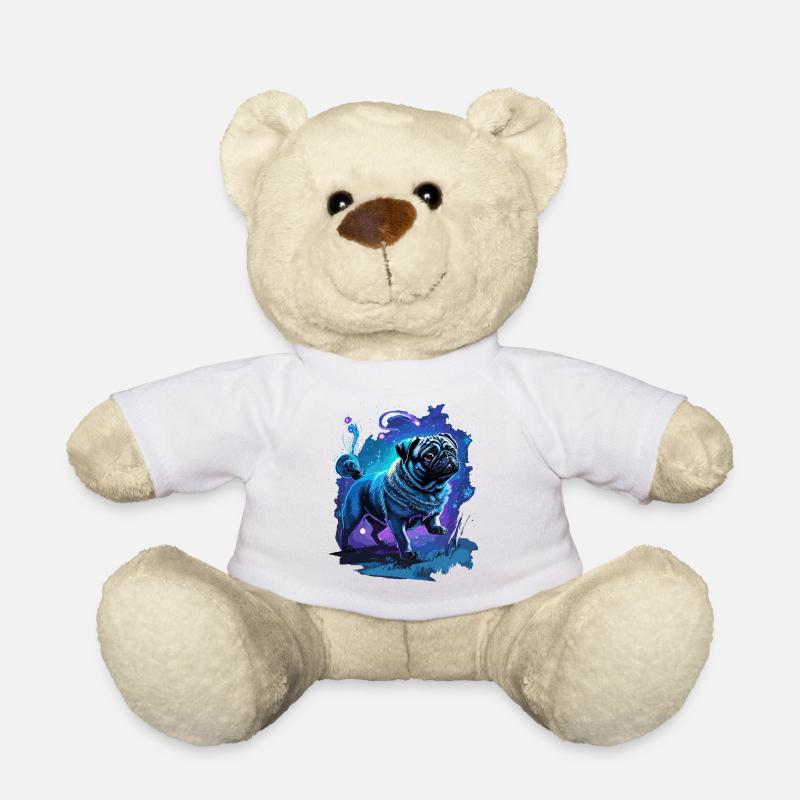 süßer Mops zauberhafte Hunde Kunst - Teddy - Weiß