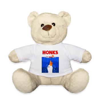 Honk Jaws Funny Goose Duck - Teddy Bear - white - Front