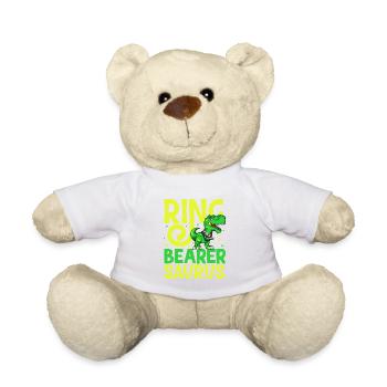 Le dinosaure TREX porte les alliances - porteur de bague - Nounours - blanc - Devant