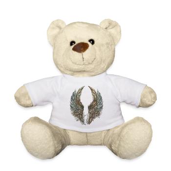 Pastellfarbene Aquarellflügel - Teddy - Weiß - Vorne