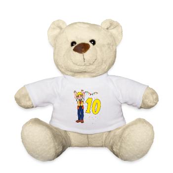 Mit Bauarbeiter - Jungs Geburtstag 10 Jahre - Teddy - Weiß - Vorne