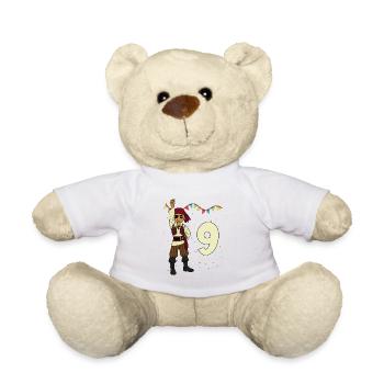 Mit Pirat - Jungs Geburtstag 9 Jahre - Teddy - Weiß - Vorne