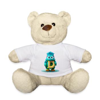Colorful Monster with Bright Letter D - Teddy Bear - white - Front