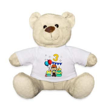 Avec ouvrier du bâtiment - Anniversaire des garçons 3 ans - Nounours - blanc - Devant