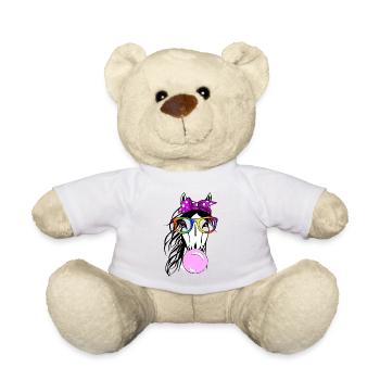 Horse with glasses and chewing gum - Teddy Bear - white - Front