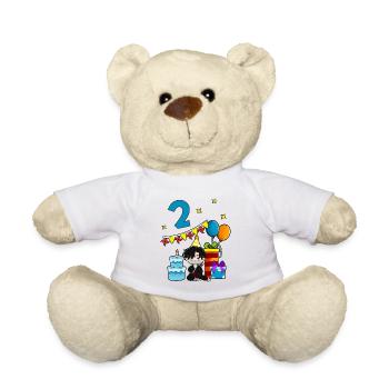 Avec Ninja - Anniversaire des garçons 2 ans - Nounours - blanc - Devant