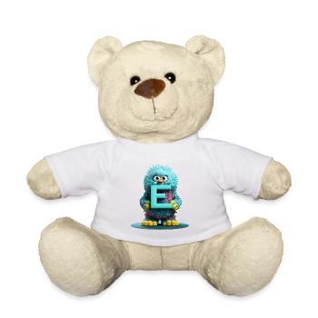 Fluffy monster with the Letter E - Teddy Bear - white - Front