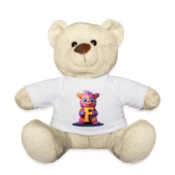 Mehrfarbiges Monster mit F - Teddy - Weiß - Vorne