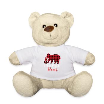 Mama Bear Noël Famille Pyjama Rouge Damier - Nounours - blanc - Devant