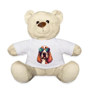 Basset Hound trägt Sonnenbrille Hundeliebhaber Bunt - Teddy - Weiß - Vorne