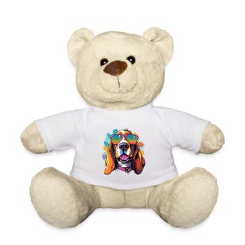 Bunter Basset Hound mit Sonnenbrille Hundeliebhaber - Teddy - Weiß - Vorne