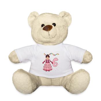 Mit Prinzessin - Mädchen Geburtstag 6 Jahre - Teddy - Weiß - Vorne