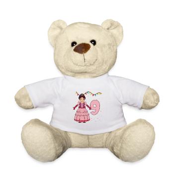 Mit Prinzessin - Mädchen Geburtstag 9 Jahre - Teddy - Weiß - Vorne