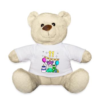Avec princesse - Anniversaire de fille 11 ans - Nounours - blanc - Devant