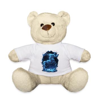 Aufbäumendes Einhorn Mystic Unicorn Blue Spirit - Teddy - Weiß - Vorne