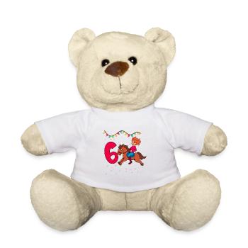 Mit Pferd - Mädchen Geburtstag 6 Jahre - Teddy - Weiß - Vorne