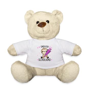 endlich Schulkind Einschulung Schule Faultier - Teddy - Weiß - Vorne