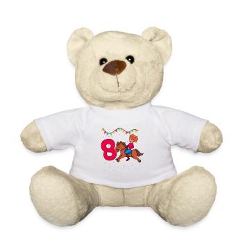 Avec Cheval - Fille Anniversaire 8 ans - Nounours - blanc - Devant