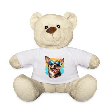 Bunter Chihuahua mit Sonnenbrille Hundeliebhaber - Teddy - Weiß - Vorne