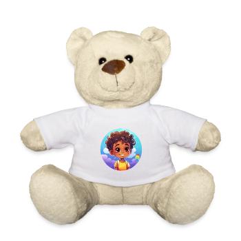 Lebensfroher Kindercharakter mit Regenbogen - Teddy - Weiß - Vorne