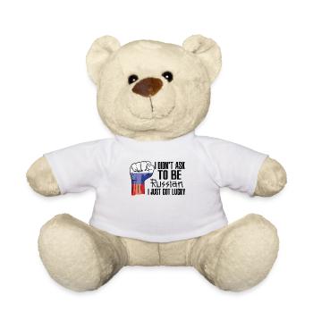 Fierté russe Drapeau russe cultivé - Nounours - blanc - Devant