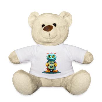 Buntes Monster mit Alphabet Buchstabe S - Teddy - Weiß - Vorne