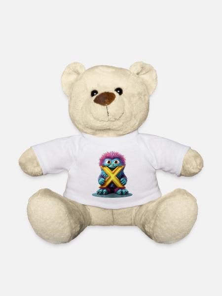 Monstre multicolore avec X - Nounours - blanc