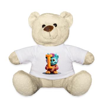 Alphabet Buchstabe I Buntes Monster - Teddy - Weiß - Vorne