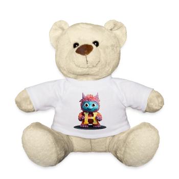 Zurück in die Schule. Alphabet Buchstabe H zartes Kuscheltier - Teddy - Weiß - Vorne
