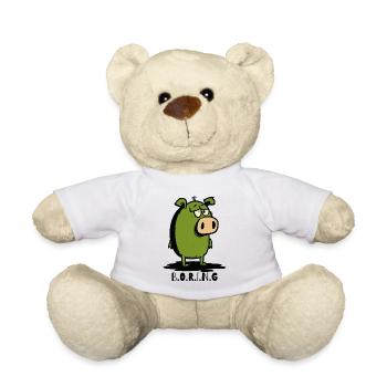Cartoon: A Bored Bored Pig - Teddy Bear - white - Front