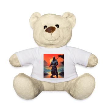 Ninja T-Shirt Männer, Jungen Fantasy Aufkleber, Tassen Mützen - Teddy - Weiß - Vorne